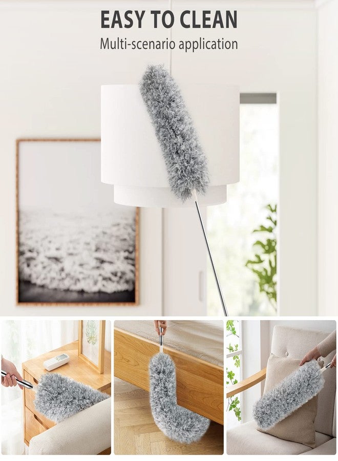 BLUEELF Microfiber Feather Dusters for Cleaning Tools with Extension Pole（Stainless Steel）,100’’ Extra Long Duster Ceiling Fan, Gap, Blinds, Furniture, Cars - Image 4